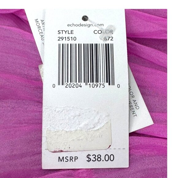 Vintage Echo Design Bright Pink Lightweight Crinkle Scarf Soft Fuschia NEW w Tag - Picture 3 of 8